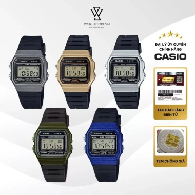 Đồng hồ nam Casio F-91WM mặt kính nhựa 35.2mm vuông, chống nước, dây nhựa, giá 551.860₫