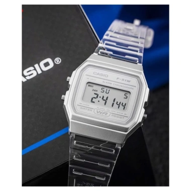 Đồng hồ nam Casio F-91WM mặt kính nhựa 35.2mm vuông, chống nước, dây nhựa, giá 551.860₫