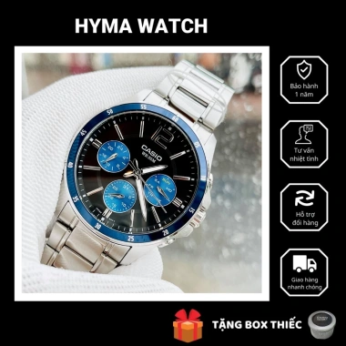 Đồng hồ nam Casio MTP 1.374D-2AV dây thép 42mm chống nước 5ATM, cao cấp, bảo hành 1 năm - Giá ưu đãi 2.2 triệu