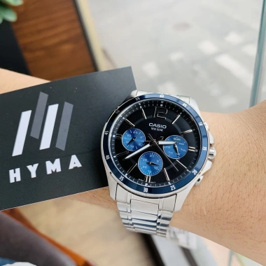 Đồng hồ nam Casio MTP 1.374D-2AV dây thép 42mm chống nước 5ATM, cao cấp, bảo hành 1 năm - Giá ưu đãi 2.2 triệu