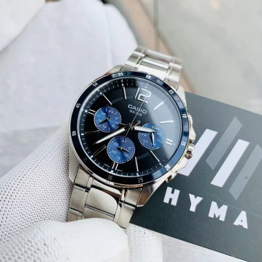 Đồng hồ nam Casio MTP 1.374D-2AV dây thép 42mm chống nước 5ATM, cao cấp, bảo hành 1 năm - Giá ưu đãi 2.2 triệu
