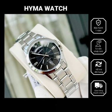 Đồng hồ nam Casio MTP 1.381D-1A dây thép sang trọng mặt đen, chống nước 5ATM, bảo hành 1 năm - Giá 1.950.000 VND