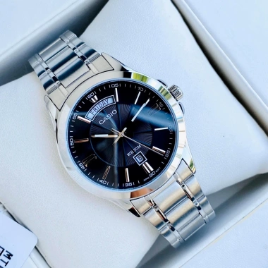 Đồng hồ nam Casio MTP 1.381D-1A dây thép sang trọng mặt đen, chống nước 5ATM, bảo hành 1 năm - Giá 1.950.000 VND