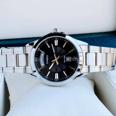 Đồng hồ nam Casio MTP 1.381D-1A dây thép sang trọng mặt đen, chống nước 5ATM, bảo hành 1 năm - Giá 1.950.000 VND