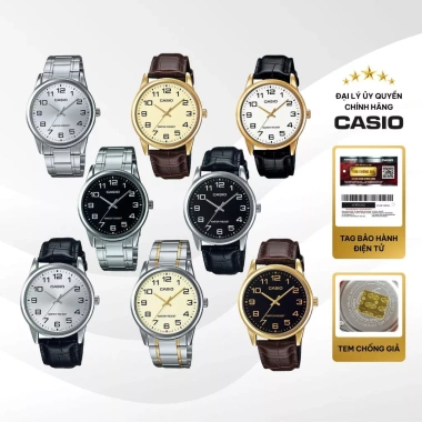 Đồng hồ nam Casio MTP-V001 Quartz 38mm kính khoáng, vỏ kim loại, dây da - 634k