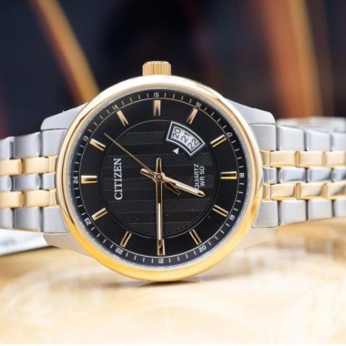 Đồng Hồ Nam Citizen BI1.054-80E Đen Dây Kim Loại Vàng Trắng Mặt Kính Khoáng 40mm Kháng Nước Chính Hãng 2