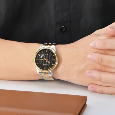 Đồng Hồ Nam Citizen BI1.054-80E Đen Dây Kim Loại Vàng Trắng Mặt Kính Khoáng 40mm Kháng Nước Chính Hãng 8