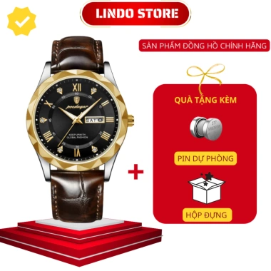 Đồng hồ nam da POEDAGAR P615 chính hãng - Chống nước, chống va đập, 289k