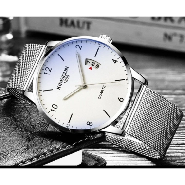 Đồng hồ nam dây thép lưới KIMSDUN K-1.871B hộp chính hãng lịch ngày 269k