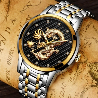 Đồng hồ nam DRAGON kính tráng sapphire, dây thép đúc cao cấp - Giá chỉ 1.28 triệu