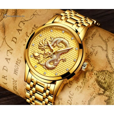 Đồng hồ nam DRAGON kính tráng sapphire, dây thép đúc cao cấp - Giá chỉ 1.28 triệu