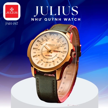 Đồng hồ nam Julius Hàn Quốc JAH-017 mặt nâu dây da rêu, giá 1.29 triệu