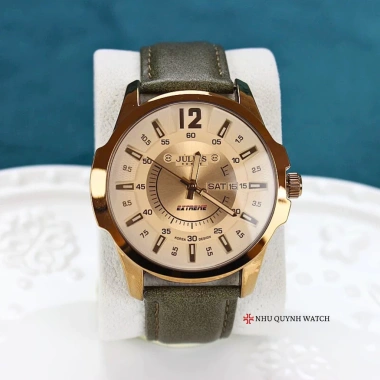 Đồng hồ nam Julius Hàn Quốc JAH-017 mặt nâu dây da rêu, giá 1.29 triệu