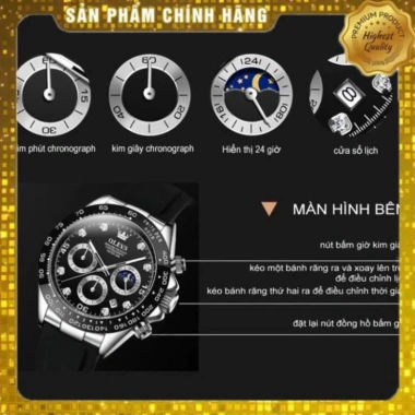 Đồng hồ nam Olevs 2.875 chính hãng – Phát sáng, chống nước, sang trọng Rolex, 1.865.000đ 3