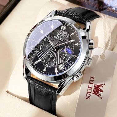 Đồng hồ nam OLEVS 2.876 dây da bò chống thấm nước sâu, phát sáng - Giá 1.975.000₫