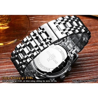 Đồng hồ nam R-ONTHEEDGE kính tráng sapphire thiết kế sang trọng giảm giá 20% tặng pin cao cấp 9