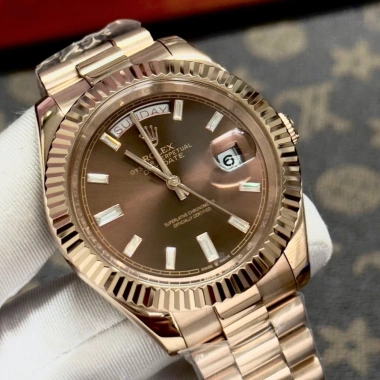 Đồng hồ nam Rolex Automatic Classic 2 lịch nâu cafe, cọc đá trắng 36-40mm - Giá ưu đãi 2.56tr 2