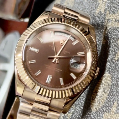 Đồng hồ nam Rolex Automatic Classic 2 lịch nâu cafe, cọc đá trắng 36-40mm - Giá ưu đãi 2.56tr 3