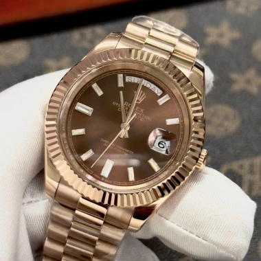 Đồng hồ nam Rolex Automatic Classic 2 lịch nâu cafe, cọc đá trắng 36-40mm - Giá ưu đãi 2.56tr 5
