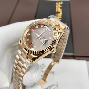 Đồng hồ nam Rolex Automatic máy Nhật Classic 2 lịch màu nâu cafe 39-40mm - Giá chỉ 2.55 triệu 8