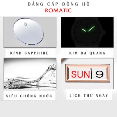 Đồng hồ nam ROMATIC 8.852 Germany Amax - Dây thép demi sang trọng, chống nước tốt, giá ưu đãi 1,180,000 VND