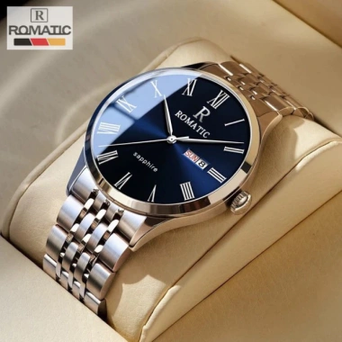 Đồng hồ nam ROMATIC 8.871 Sang trọng, khóa đôi, dây thép, giá 1.33 triệu 10 Đồng hồ nam ROMATIC 8.871 Sang trọng, khóa đôi, dây thép, giá 1.33 triệu 10