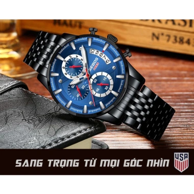Đồng Hồ Nam SEBOS USA Xanh Đen Nam Tính - Giá 1.03 Triệu, Tặng Hộp & Pin 4 Đồng Hồ Nam SEBOS USA Xanh Đen Nam Tính - Giá 1.03 Triệu, Tặng Hộp & Pin 4