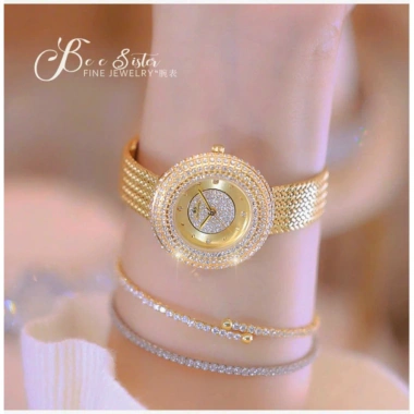 Đồng hồ nữ Bee sister FULLBOX 34mm viền đá, dây lưới, khóa tự thâu, chống nước 3ATM, bảo hành 12 tháng – Giá 1,590,000₫