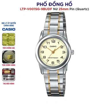 Đồng hồ nữ Casio chính hãng Anh Khuê LTP-V001SG-9BUDF, dây kim loại sang trọng, giảm 18%