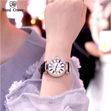 Đồng hồ nữ chính hãng Royal Crown 4.604 dây da, chống nước, đá cao cấp, giá 2.4 triệu 4