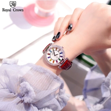 Đồng hồ nữ chính hãng Royal Crown 4.604 dây da, chống nước, đá cao cấp, giá 2.4 triệu 7
