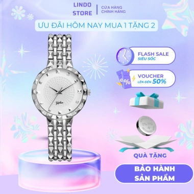 Đồng hồ nữ dây thép chính hãng D-ZINER NT52 LINDO – thời trang, bền đẹp, giá 179.000 tặng vòng tay