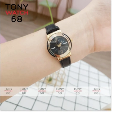 Đồng hồ nữ Halei dây da đen trắng chống nước Tony Watch 68 chính hãng giảm 23% 2