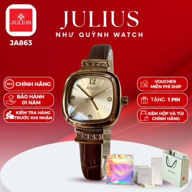 Đồng hồ nữ Julius Hàn Quốc Ja-863 mặt 2,8cm dây da nâu - Giá ưu đãi 981.000₫