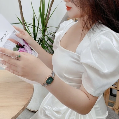 Đồng hồ nữ Julius JA-1.349 dây thép mặt siêu mỏng, chữ nhật - Giá 1.29tr