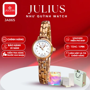 Đồng hồ nữ Julius Ja-865 Hàn Quốc chính hãng, mặt 2,3cm dây thép sang trọng - Giá chỉ 1,090,000₫ Đồng hồ nữ Julius Ja-865 Hàn Quốc chính hãng, mặt 2,3cm dây thép sang trọng - Giá chỉ 1,090,000₫