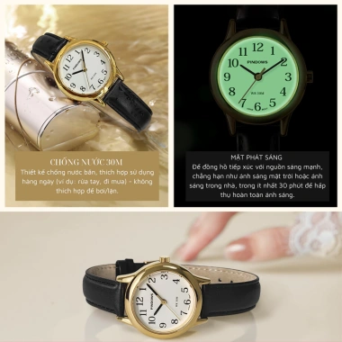 Đồng Hồ Nữ Pindows Thiết Kế Mỏng Tối Giản Dây Da Chống Nước Quarzt Nhật Thanh Lịch Thời Trang Hàng Ngày 8