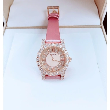 Đồng Hồ Nữ Roberto Era Kim Cương Moissanite Hồng Quartz Chính Hãng 100% Full Box 8