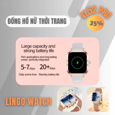 Đồng Hồ Nữ Thông Minh VL52 PRO Đính Đá Sang Trọng, Gọi Bluetooth, Chống Nước IP68 – Giá 5.99 Triệu – Lingotrans