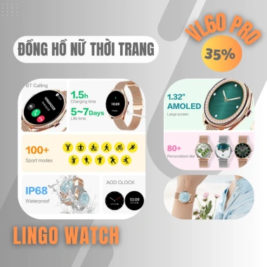 Dong Ho Nu Thong Minh VL60 PRO Thể Thao Chạy Bộ, Gọi Bluetooth, IP68, Giao Diện 3D – Giá 1.59 triệu