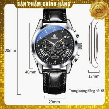 Đồng hồ OLEVS 2.876 – Dây da bò, chống nước sâu, phát sáng, giảm 23% 2.05 triệu 6