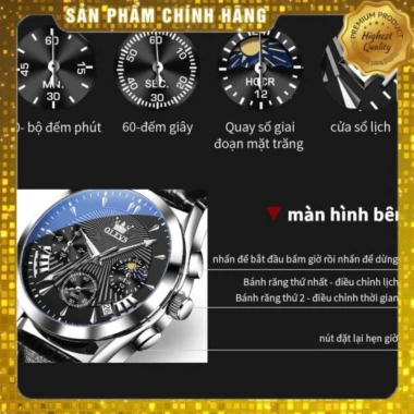Đồng hồ OLEVS 2.876 – Dây da bò, chống nước sâu, phát sáng, giảm 23% 2.05 triệu 7