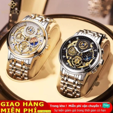 Đồng hồ Quartz ba mắt đa năng dây thép không gỉ thời trang thể thao nam - Giá ưu đãi 2.11 triệu