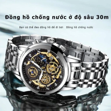 Đồng hồ Quartz ba mắt đa năng dây thép không gỉ thời trang thể thao nam - Giá ưu đãi 2.11 triệu