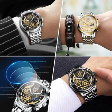 Đồng hồ Quartz ba mắt đa năng dây thép không gỉ thời trang thể thao nam - Giá ưu đãi 2.11 triệu