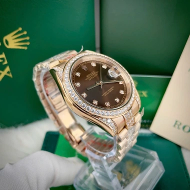 Đồng Hồ Rolex Full Đá CZ Mặt Nâu 1 Lịch Máy Cơ Nhật Size 38-41mm - Giá 2.577.465₫ 3
