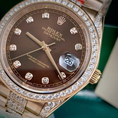 Đồng Hồ Rolex Full Đá CZ Mặt Nâu 1 Lịch Máy Cơ Nhật Size 38-41mm - Giá 2.577.465₫ 6