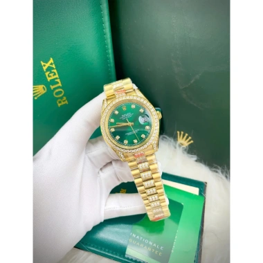 Đồng Hồ Rolex Full Đá CZ Mặt Xanh Lá Vỏ Vàng Máy Cơ Nhật 38/41mm - Giá 2.66 Triệu 2