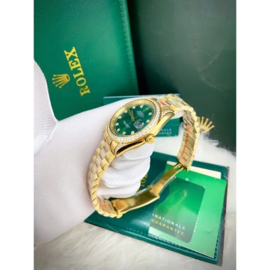 Đồng Hồ Rolex Full Đá CZ Mặt Xanh Lá Vỏ Vàng Máy Cơ Nhật 38/41mm - Giá 2.66 Triệu 3