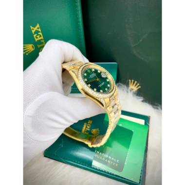 Đồng Hồ Rolex Full Đá CZ Mặt Xanh Lá Vỏ Vàng Máy Cơ Nhật 38/41mm - Giá 2.66 Triệu 4